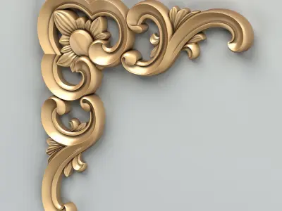 Carved decor corner 014 3D model
