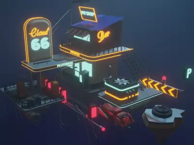 Cloud Station Low-poly 3D model