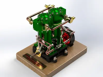 VERTICAL TWIN STEAM ENGINE - WITH REVERSE GEAR 3D model