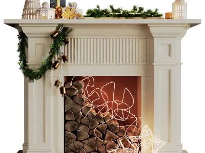 Christmas fireplace 3D model