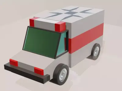car like ambulance Low-poly 3D model