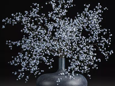 Bouquet of branches with blueberries in a vase 95 3D model