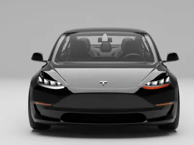 Tesla model 3 with interior 3D model