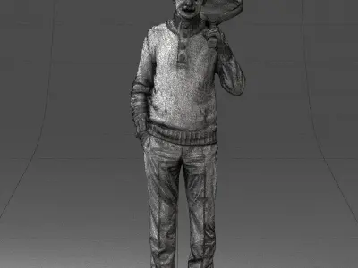 000379 Realistic Male Character Holding Sports Racket 3dp 3D print model