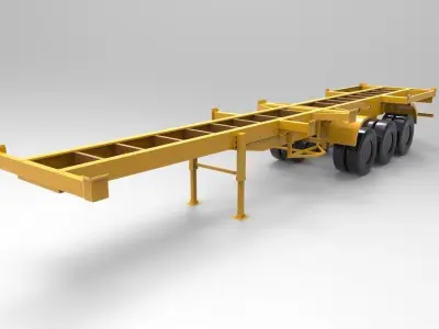 Old Trailer Container Carrier Low-poly 3D model