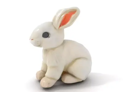 Fluffy White Rabbit model pack Low-poly 3D model