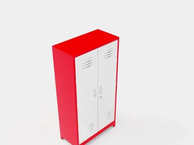 METAL CABINET-DOUBLE LONG-RED AND WHITE Low-poly 3D model