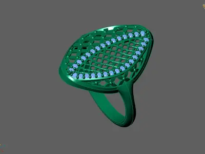 Women Ring With Stone Diamond Ready STL 3DM Models Womens Rings 3D print model 8