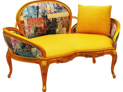 Classical sofa 2 seater Low-poly 3D model