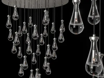Rain Round Chandelier 60 RH 3D model
