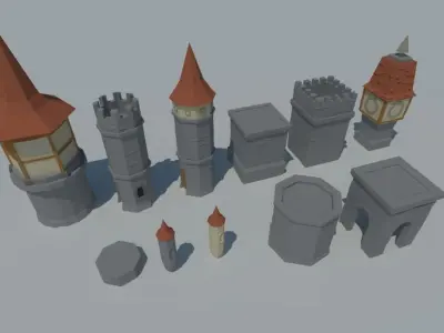 Cartoon Low Poly Village  Free low-poly 3D model