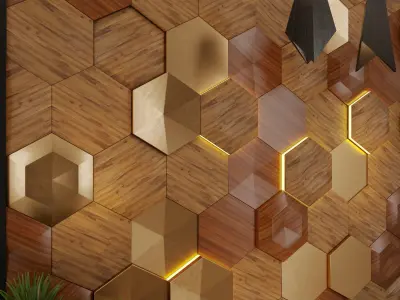 Decor hexagonal wall 3D model