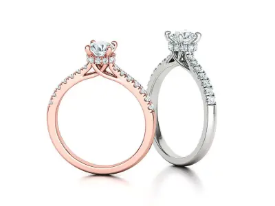 Diamond Trellis Engagement ring Half Carat Round Stone  3D print model