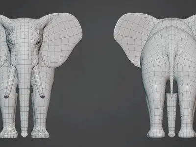 Elephant Base Mesh Low-poly 3D model purchase