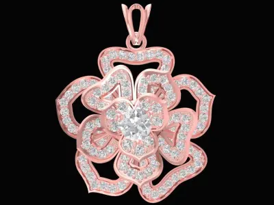 Luxury Flower Diamond Pendant Jewelry  2768 3D print model