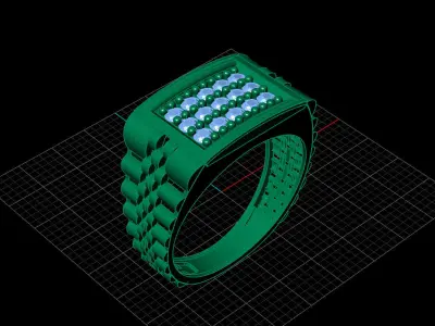 Print Ready STL 3DM  Gents Rings Diamond Men Ring  3D print model 169