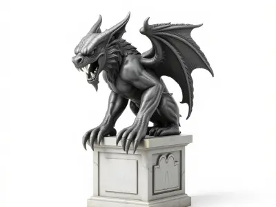 Ornate Gothic Gargoyle Sculpture model pack Low-poly 3D model