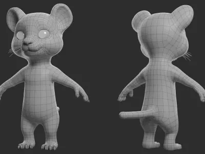 Cartoon  Tiger II Basemesh  Low-poly 3D model