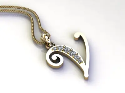 Alphabet V1 Font Style Pendant V 3D print model