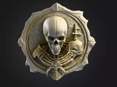 Skeletal Warrior Wall Plaque Low-poly 3D model