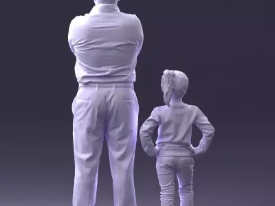 000383 3D Scanned Father and Daughter Standing Pose 3dp 3D print model