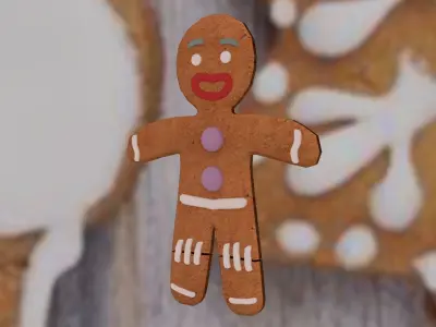 Christmas Gingerbread man Broken legs Low-poly 3D model
