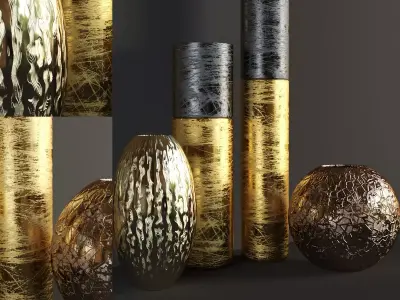 vase623 gold and vases 3D model