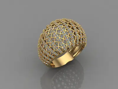 STL 3DM Print Ready Women Diamond Ring Lightweight Printable  3D print model 60