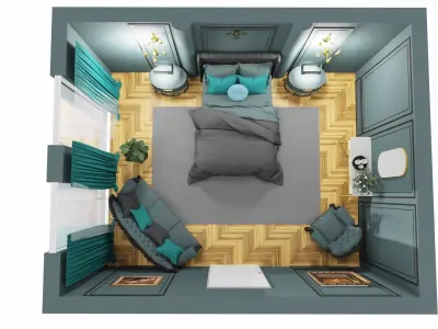 Baroque-style room Low-poly 3D model