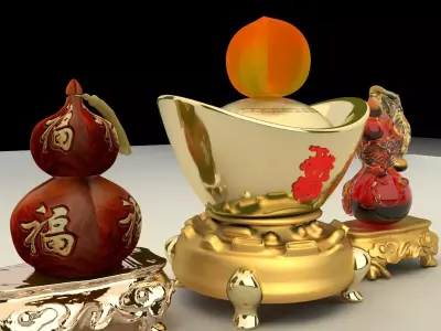 Chinese gold ingot 3D model