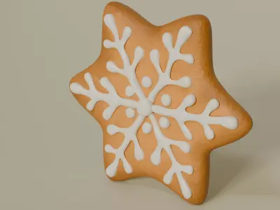 Gingerbread Star Cookie 3D Model - Christmas Holiday Dessert 3D model