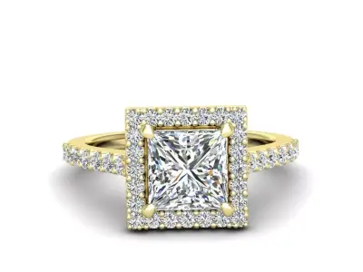 Luxury Engagement Diamond ring princess 3D print model