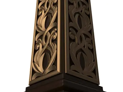 Stair Baluster 02 Red Low-poly 3D model