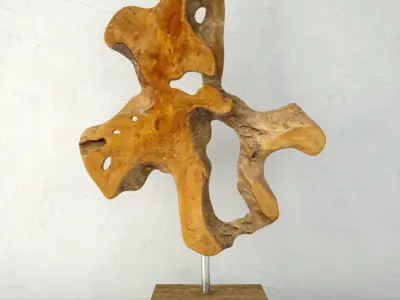 Teak Wood Table Top Decoration 3D model