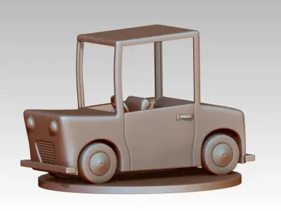 Blue Car Cartoon 3D model
