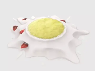 Broken stawberry cake 3D model