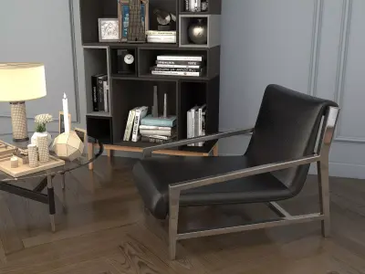 Modern Coffee Table and Armchair Set 3 3D model