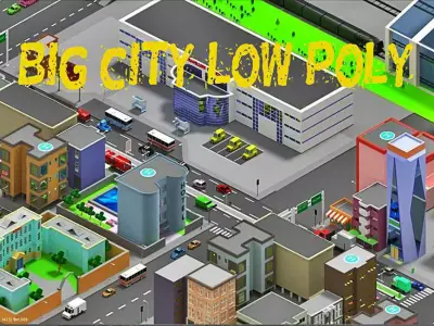 Low-Poly City big game Low-poly 3D model