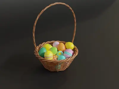 Easter Basket with Eggs 3D model