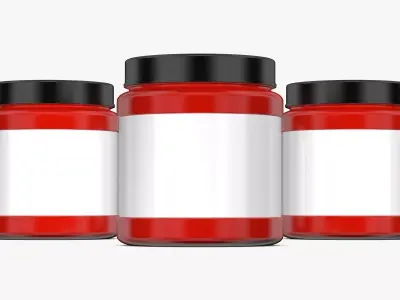 Red Jar with Label and Cover 3D model