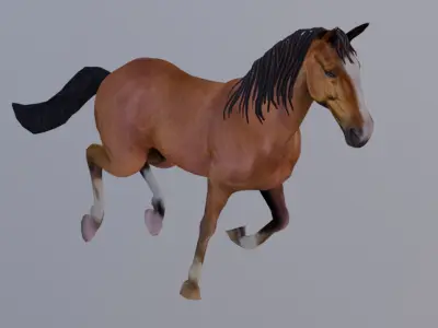 3D Model for an Animated Brown Horse Low-poly 3D model
