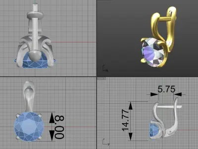 Headset ring and earrings 3D model
