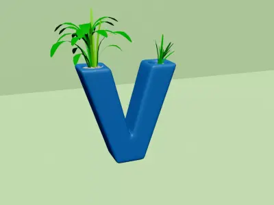 Vase V - Alphabet Vases Collection Letters - STL Printable 3D print model