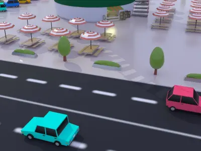 Lowpoly Stylized Environment Starbuck Cup Cafe Free low-poly 3D model