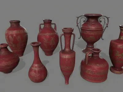 vase set greek Low-poly 3D model