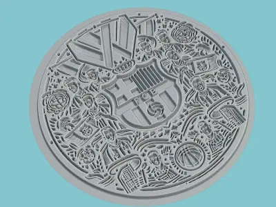 FC Barcelona Medallion Football 3D print model