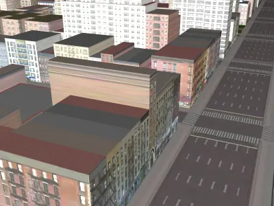 Modern urban highrise buildings building ancillary buildings 3D model