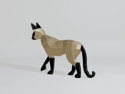 Polygonal Siamese Cat Low-poly 3D model