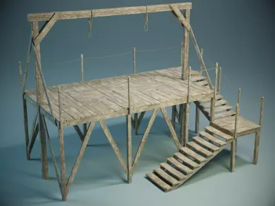 Gallows Scaffold PBR Low-poly 3D model