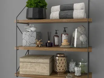 Decorative set 1 bathroom shelf 3D model